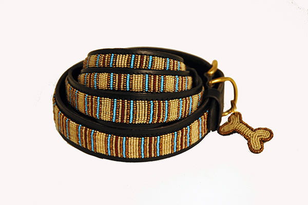 Load image into Gallery viewer, &amp;quot;Blue Nile&amp;quot; Leather Beaded Dog Collars
