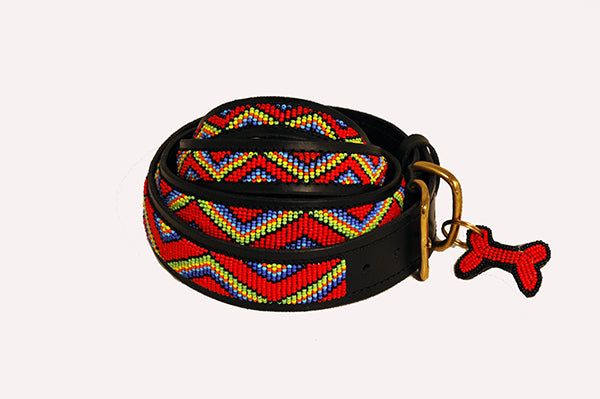 "Red Maasai" Beaded Dog Collars