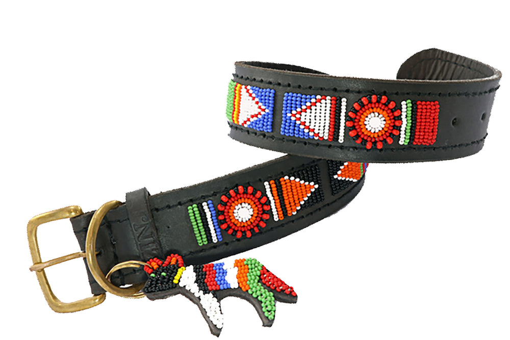 Load image into Gallery viewer, &amp;quot;Maragoli&amp;quot; Leather Beaded Dog Collars
